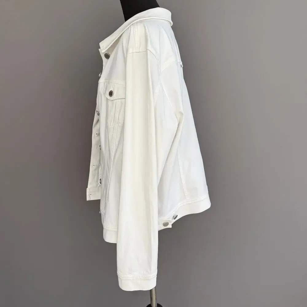 Womens Liverpool white stretch denim jacket - jean jacket - size XL - Picture 8 of 13